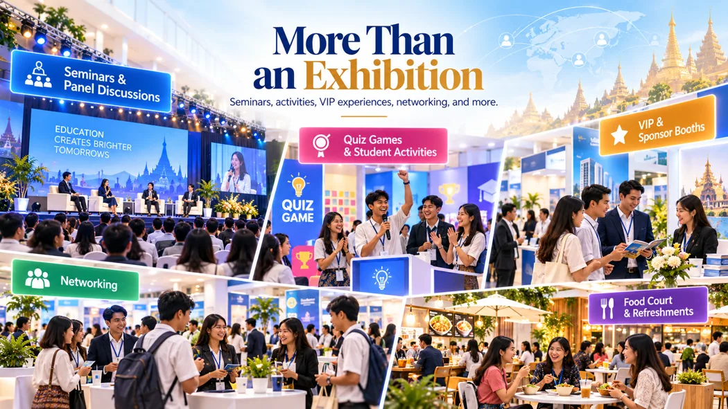 Concept illustration of seminars, discussions and education festival activities